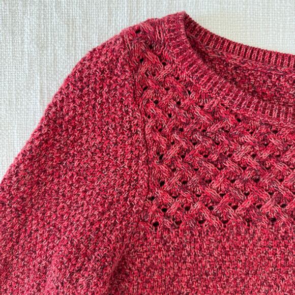 Ann Taylor LOFT Holiday Knit Sweater – 100% Cotton – Red Heather – Size Small - Picture 11 of 14